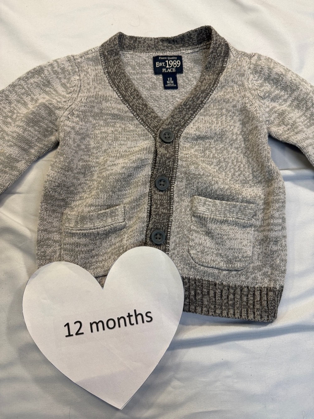 Children’s Place - Gray Kids knit Cardigan sweater with Elbow Patches